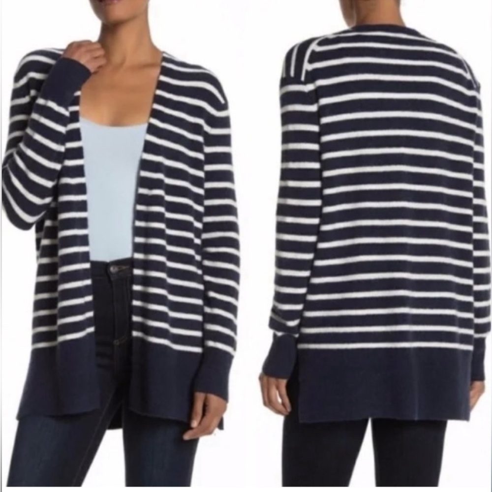 New Madewell Women's Blue White Stripe Cozy Walker Striped Cardigan XS